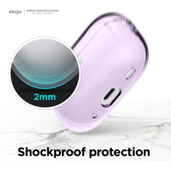 Elago Compatible With Airpods Pro 2nd Generation Case Clear With Lanyard Compatible With Airpods Pro 2 Case, Protective Cover, Shockproof, Wireless Charging, Lavender