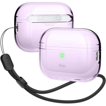 Elago Compatible With Airpods Pro 2nd Generation Case Clear With Lanyard Compatible With Airpods Pro 2 Case, Protective Cover, Shockproof, Wireless Charging, Lavender