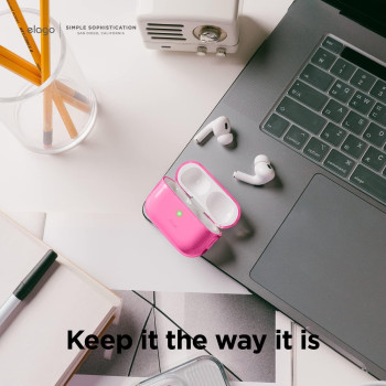 Elago Compatible With Airpods Pro 2nd Generation Case Clear With Lanyard Compatible With Airpods Pro 2 Case, Protective Cover, Shockproof, Wireless Charging, Neon Hotpink