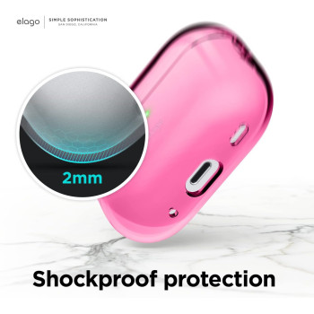 Elago Compatible With Airpods Pro 2nd Generation Case Clear With Lanyard Compatible With Airpods Pro 2 Case, Protective Cover, Shockproof, Wireless Charging, Neon Hotpink
