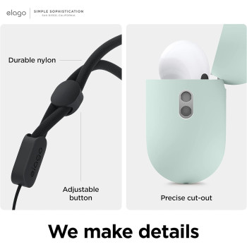 Elago Liquid Hybrid Case Compatible With Airpods Pro 2nd Generation Case Cover With Lanyard, TrIple Layer Protection, Dust Resistant, Shockproof, Mint