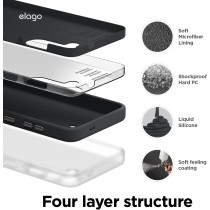 Elago Compatible With SaMSung Galaxy S24 Case, Liquid Silicone Case, Shockproof, Slim Phone Case, Anti Scratch Soft Microfiber Lining, 6.2 Inch, Black