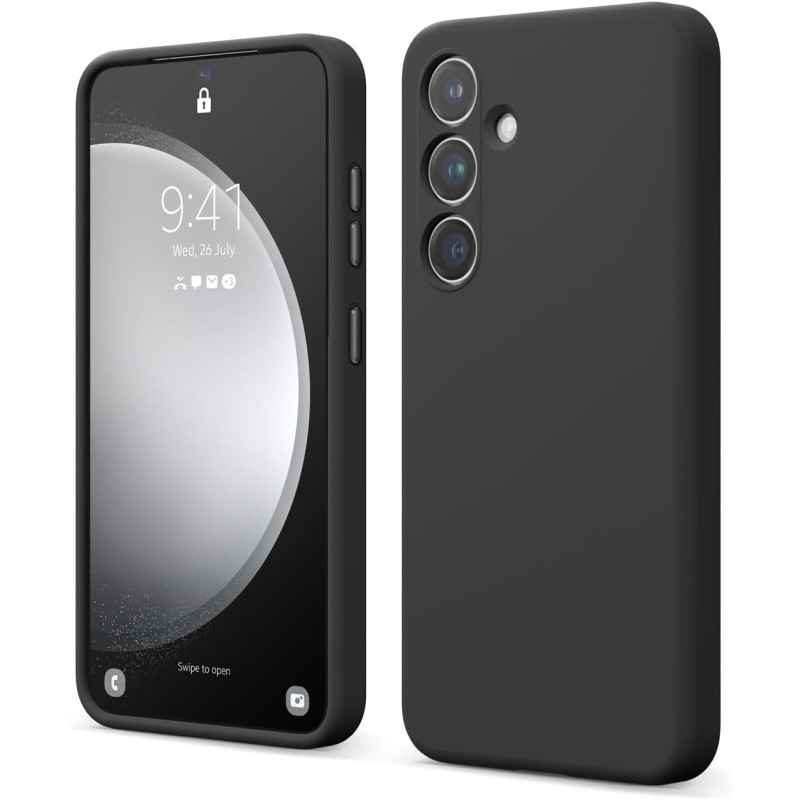 Elago Compatible With SaMSung Galaxy S24 Case, Liquid Silicone Case, Shockproof, Slim Phone Case, Anti Scratch Soft Microfiber Lining, 6.2 Inch, Black
