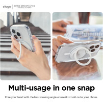 Elago Magnetic Phone Ring Holder Compatible With Magsafe For iphone15, iphone 14,iphone 13,iphone 12 Series, Finger Ring, Prop Up Stand, Magsafe Kickstand, White
