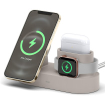 Elago MS Charging Station 2 Compatible With iphone 15, iphone 14, Magsafe Charger, iphone 13, iphone 12, Airpods Pro 2, Airpods Pro, And All Apple Watch Series, Stone
