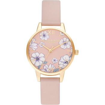 Olivia Burton Analogue Quartz Watch For Women With Pink Vegan Leather Strap, Ob16An04, Pink, One Size, Strap