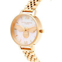 Olivia Burton Lucky Bee Analog White Dial Womens Watch, Ob16Fb18, White, Bracelet
