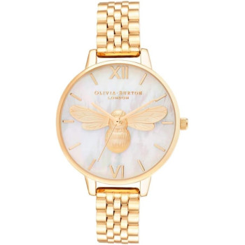 Olivia Burton Lucky Bee Analog White Dial Womens Watch, Ob16Fb18, White, Bracelet