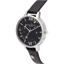 Olivia Burton Analogue Quartz Watch For Women With Black Stainless Steel Bracelet, Ob16Gd13, Black, Strap