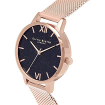 Olivia Burton Glitter Dial Analog Black Womens Watch, Ob16Gd76, Black, Bracelet