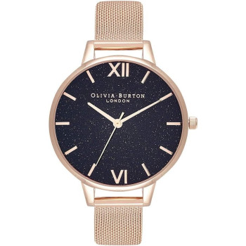 Olivia Burton Glitter Dial Analog Black Womens Watch, Ob16Gd76, Black, Bracelet