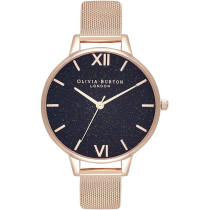 Olivia Burton Glitter Dial Analog Black Womens Watch, Ob16Gd76, Black, Bracelet