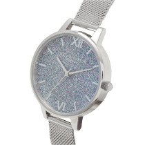 Olivia Burton Glitter Dial Analog Silver Womens Watch, Ob16Gd77, Silver, Vintage