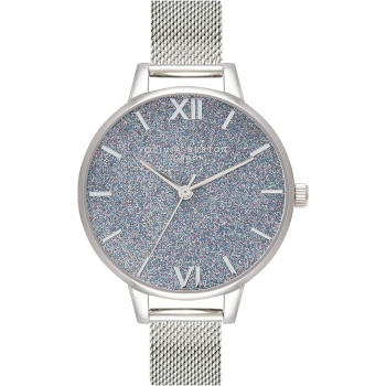 Olivia Burton Glitter Dial Analog Silver Womens Watch, Ob16Gd77, Silver, Vintage