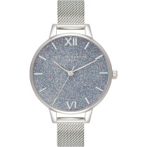 Olivia Burton Glitter Dial Analog Silver Womens Watch, Ob16Gd77, Silver, Vintage