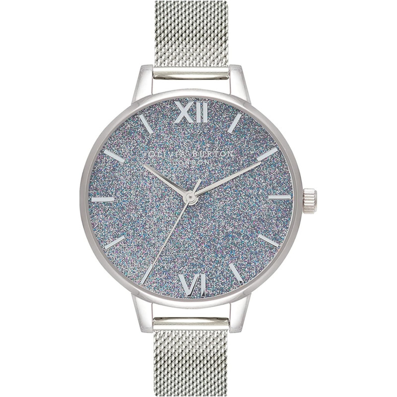 Olivia Burton Glitter Dial Analog Silver Womens Watch, Ob16Gd77, Silver, Vintage