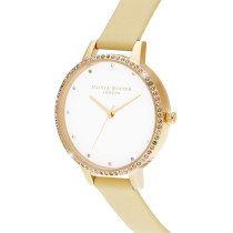 Olivia Burton Analogue Quartz Watch For Women With Beige Leather Strap, Ob16Rb20, White, One Size, Strap