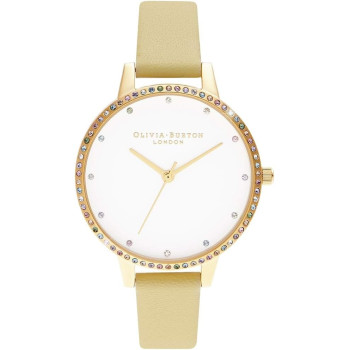 Olivia Burton Analogue Quartz Watch For Women With Beige Leather Strap, Ob16Rb20, White, One Size, Strap