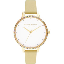Olivia Burton Analogue Quartz Watch For Women With Beige Leather Strap, Ob16Rb20, White, One Size, Strap