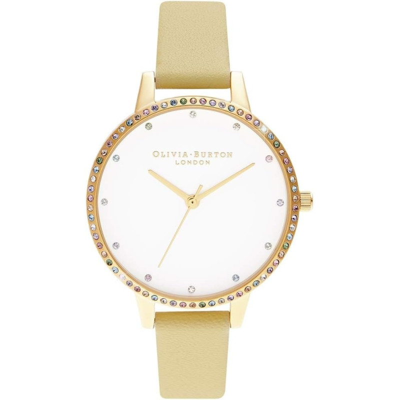 Olivia Burton Analogue Quartz Watch For Women With Beige Leather Strap, Ob16Rb20, White, One Size, Strap