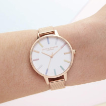 Olivia Burton Analogue Quartz Watch For Women With Rose Gold Coloured Stainless Steel Bracelet, Ob16Rb24, White, One Size, Bracelet