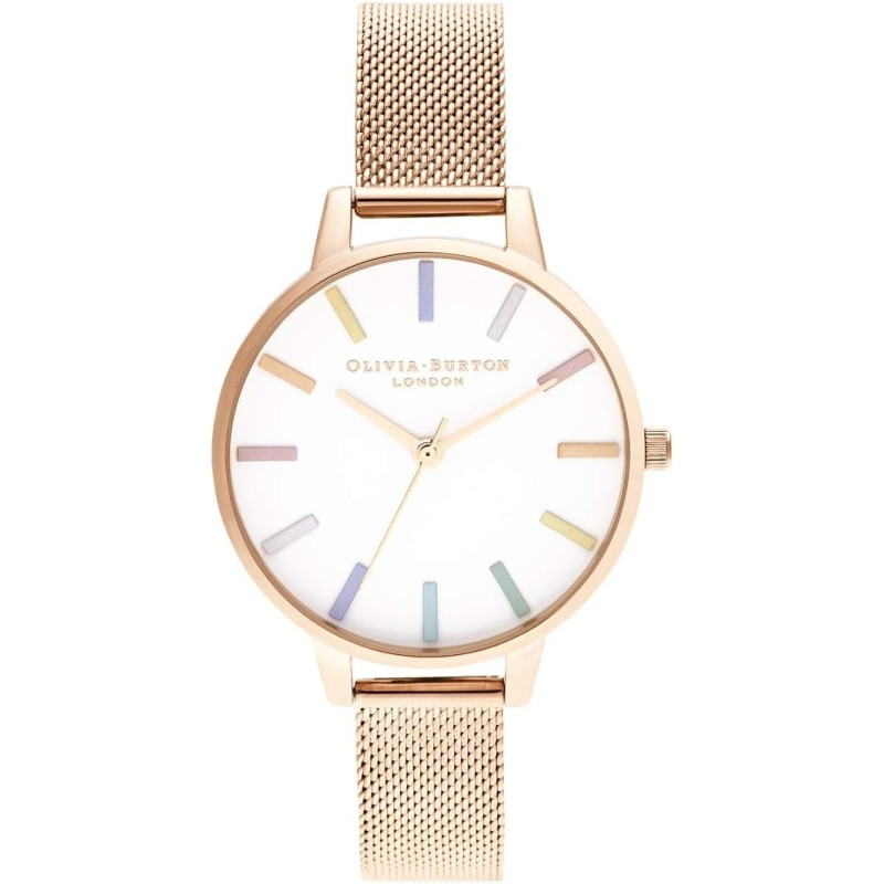 Olivia Burton Analogue Quartz Watch For Women With Rose Gold Coloured Stainless Steel Bracelet, Ob16Rb24, White, One Size, Bracelet