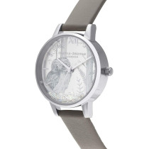 Olivia Burton Analogue Quartz Watch For Women With Grey Vegan Leather Strap, Ob16Sg10, Multicoloured, One Size, Strap