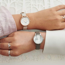 Olivia Burton Analogue Quartz Watch For Women With Grey Vegan Leather Strap, Ob16Sg10, Multicoloured, One Size, Strap