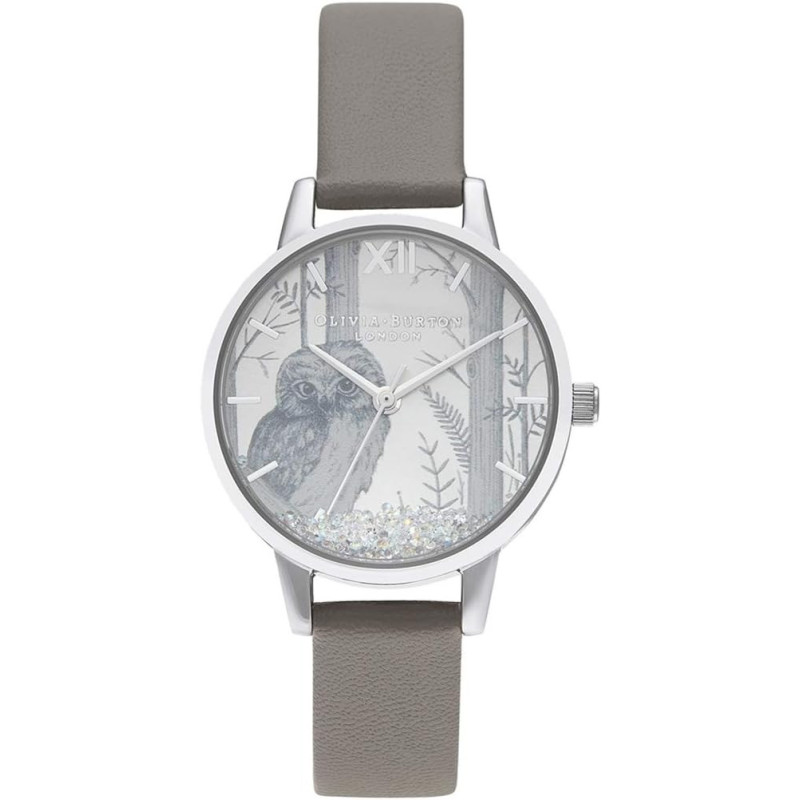Olivia Burton Analogue Quartz Watch For Women With Grey Vegan Leather Strap, Ob16Sg10, Multicoloured, One Size, Strap