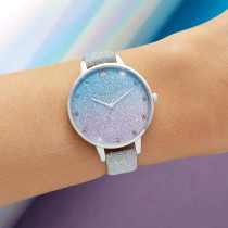 Olivia Burton Womens Quartz Watch, Analog And Leather, Ob16Us49, Silver, Strap