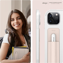 Elago Pencil Holder Compatible With Apple Pencil Pro, Apple Pencil 1St And 2Nd Generation And Usb-C, Strong Adhesive Sleeve, Pu Leather And Soft Lycra Material, Sand Pink, Eapen-Hold-Spk