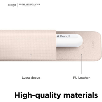 Elago Pencil Holder Compatible With Apple Pencil Pro, Apple Pencil 1St And 2Nd Generation And Usb-C, Strong Adhesive Sleeve, Pu Leather And Soft Lycra Material, Sand Pink, Eapen-Hold-Spk