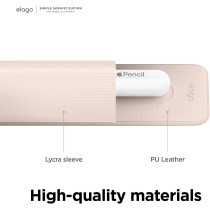 Elago Pencil Holder Compatible With Apple Pencil Pro, Apple Pencil 1St And 2Nd Generation And Usb-C, Strong Adhesive Sleeve, Pu Leather And Soft Lycra Material, Sand Pink, Eapen-Hold-Spk