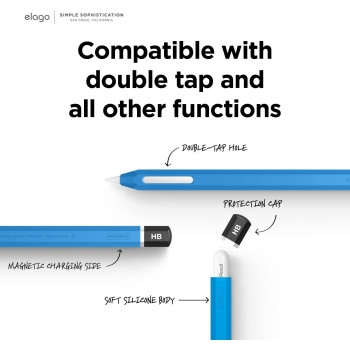 Elago Classic Pencil Case Compatible With Apple Pencil 2Nd Generation Cover Sleeve, Classic Design, Compatible With Magnetic Charging And Double Tap, Blue, Eapen2-Sc-Hbbl