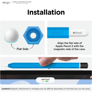 Elago Classic Pencil Case Compatible With Apple Pencil 2Nd Generation Cover Sleeve, Classic Design, Compatible With Magnetic Charging And Double Tap, Blue, Eapen2-Sc-Hbbl