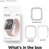 Elago Duo Case Compatible With Apple Watch 9/8/7/6/5/4/Se, Compatible With Iwatch 41Mm, Full Protection, Full Access To Screen, Two Pcs Included, Pink/Clear, Eaw41Duo-Trlpk
