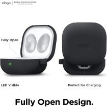 Elago Silicone Hang Case Compatible With Samsung Galaxy Buds Fe 2023/ Galaxy Buds 2 Pro 2022/ Galaxy Buds 2 2021/ Galaxy Buds Pro 2021/ Galaxy Buds Live 2020, Black, Egbudslive-Bk