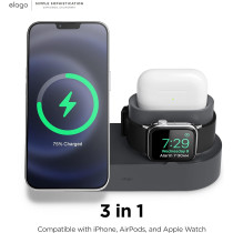 Elago Ms Charging Station 2, Compatible With Iphone 15, Iphone 14, Magsafe Charger, Iphone 13, Iphone 12 Airpods Pro 2, Airpods Pro, And All Apple Watch Series, Gray, Emshub-Trio2-Dgy