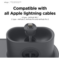 Elago Ms Charging Station 2, Compatible With Iphone 15, Iphone 14, Magsafe Charger, Iphone 13, Iphone 12 Airpods Pro 2, Airpods Pro, And All Apple Watch Series, Gray, Emshub-Trio2-Dgy