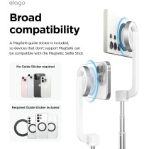 Elago Magnetic Phone Tripod Selfie Stick Compatible With Magsafe For Iphone And Galaxy, Strong Magnetism, Portable, Lightweight, Extendable, White, Emsstick-Wh