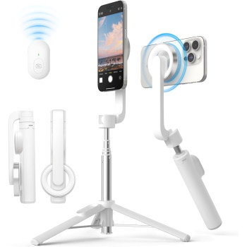Elago Magnetic Phone Tripod Selfie Stick Compatible With Magsafe For Iphone And Galaxy, Strong Magnetism, Portable, Lightweight, Extendable, White, Emsstick-Wh