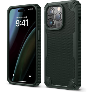 Elago Armor Compatible With Iphone 14 Pro Case 6.1 Inch, Us Military Grade Drop Protection, Heavy Duty Protective Case, Shockproof Bumper Cover, Dark Green, Es14Am61Pro-Dgr