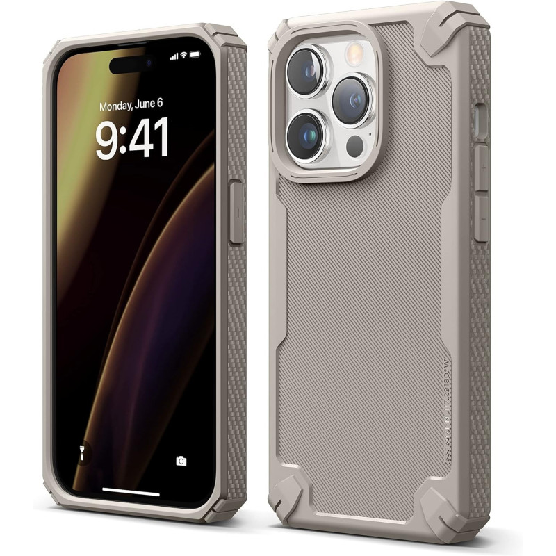 Elago Armor Compatible With Iphone 14 Pro Case 6.1 Inch, Us Military Grade Drop Protection, Heavy Duty Protective Case, Shockproof Bumper Cover, Sand, Es14Am61Pro-Sd