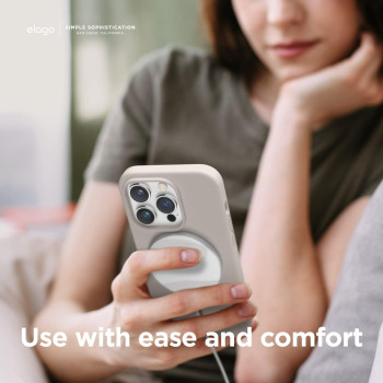 Elago Magnetic Case Compatible With Magsafe Iphone 14 Case, Magsafe Built In Magnets, Liquid Silicone Case, Shockproof, Strong Magnet, 6.1 Inch, Stone, Es14Mssc61-St