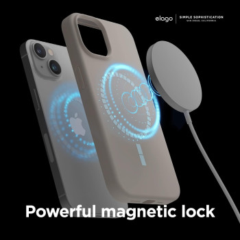Elago Magnetic Case Compatible With Magsafe Iphone 14 Case, Magsafe Built In Magnets, Liquid Silicone Case, Shockproof, Strong Magnet, 6.1 Inch, Stone, Es14Mssc61-St