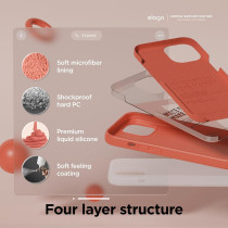 Elago Compatible With Iphone 15 Case, Liquid Silicone Case, Full Body Protective Cover, Shockproof, Slim Phone Case, 6.1 Inch, Pomelo Pink, Parent-Es15Sc61