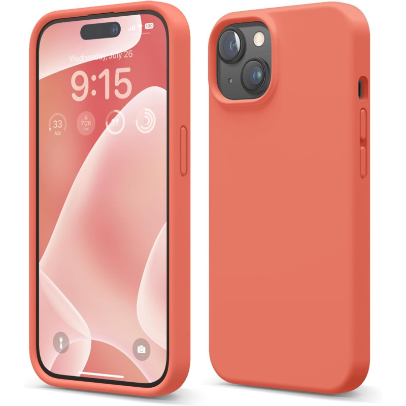 Elago Compatible With Iphone 15 Case, Liquid Silicone Case, Full Body Protective Cover, Shockproof, Slim Phone Case, 6.1 Inch, Pomelo Pink, Parent-Es15Sc61