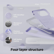 Elago Compatible With Iphone 15 Pro Max Case, Liquid Silicone Case, Full Body Protective Cover, Shockproof, Slim Phone Case, 6.7 Inch, Purple, ES15Sc67Pro-Pu