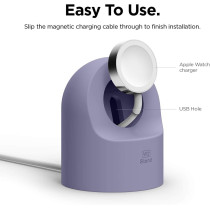 Elago W2 Charger Stand Compatible With Apple Watch Series, Ultra2/Ultra/9/8/7/6/Se/5/4/3/2/1/Se, 49Mm, 45Mm, 44Mm, 42Mm, 41Mm, 40Mm, 38Mm, Durable Silicone, Lavender Grey, Est-Wt2-Lvg