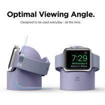 Elago W2 Charger Stand Compatible With Apple Watch Series, Ultra2/Ultra/9/8/7/6/Se/5/4/3/2/1/Se, 49Mm, 45Mm, 44Mm, 42Mm, 41Mm, 40Mm, 38Mm, Durable Silicone, Lavender Grey, Est-Wt2-Lvg